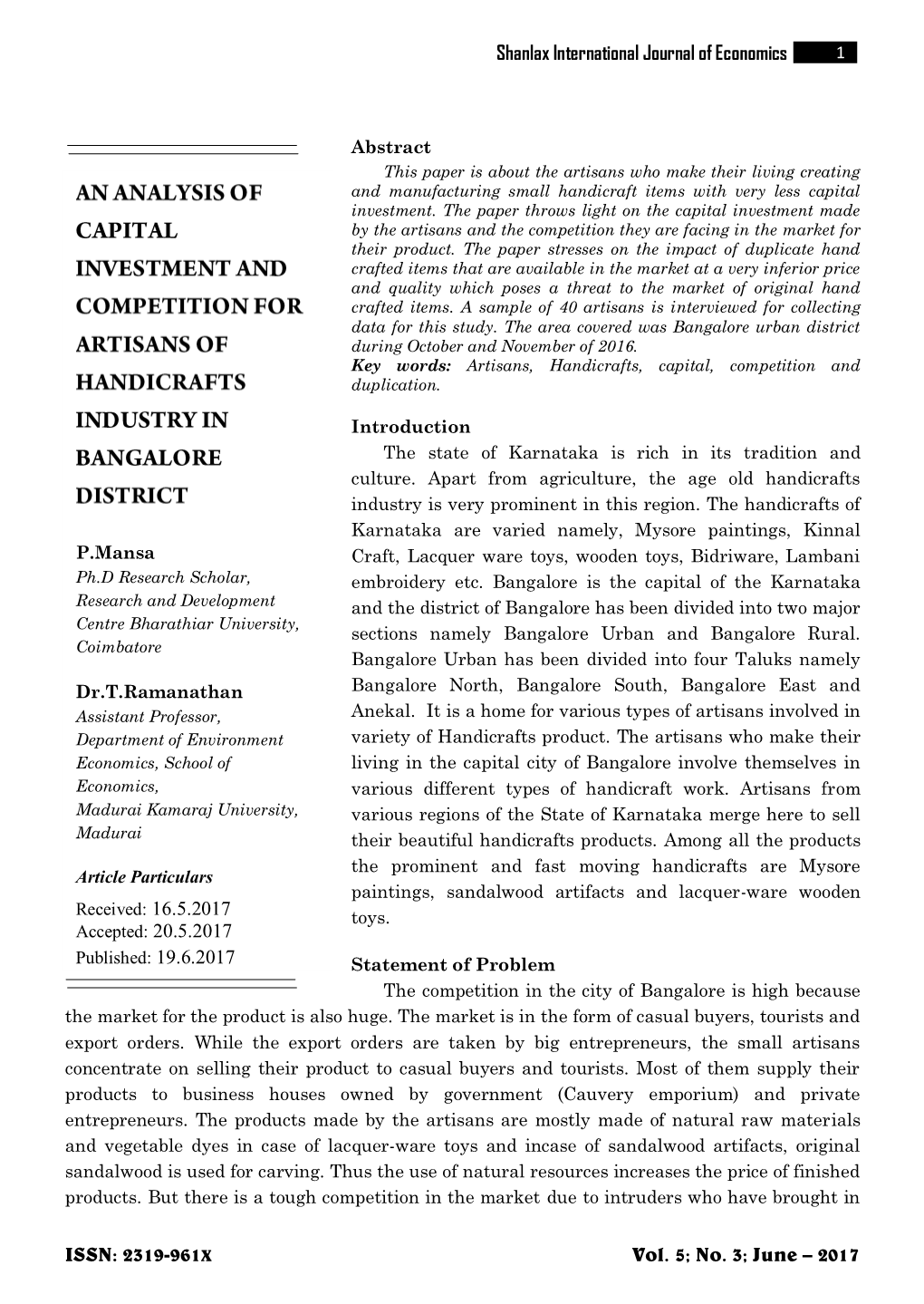 An Analysis of Capital Investment and Competition For