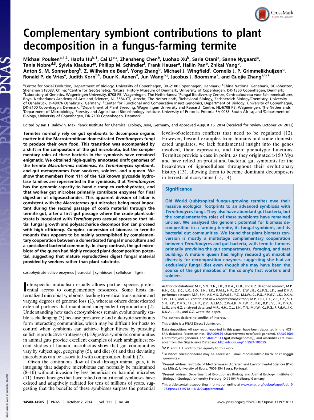 Complementary Symbiont Contributions to Plant Decomposition in a Fungus-Farming Termite