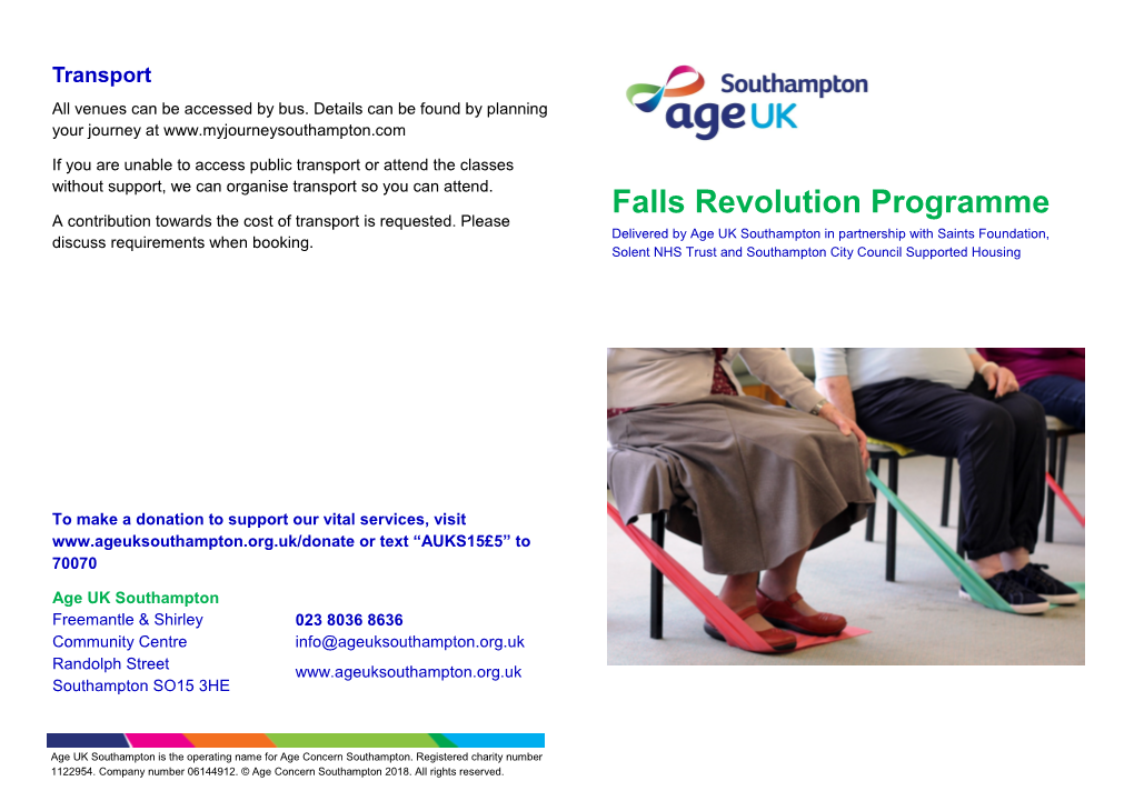 Falls Revolution Programme a Contribution Towards the Cost of Transport Is Requested