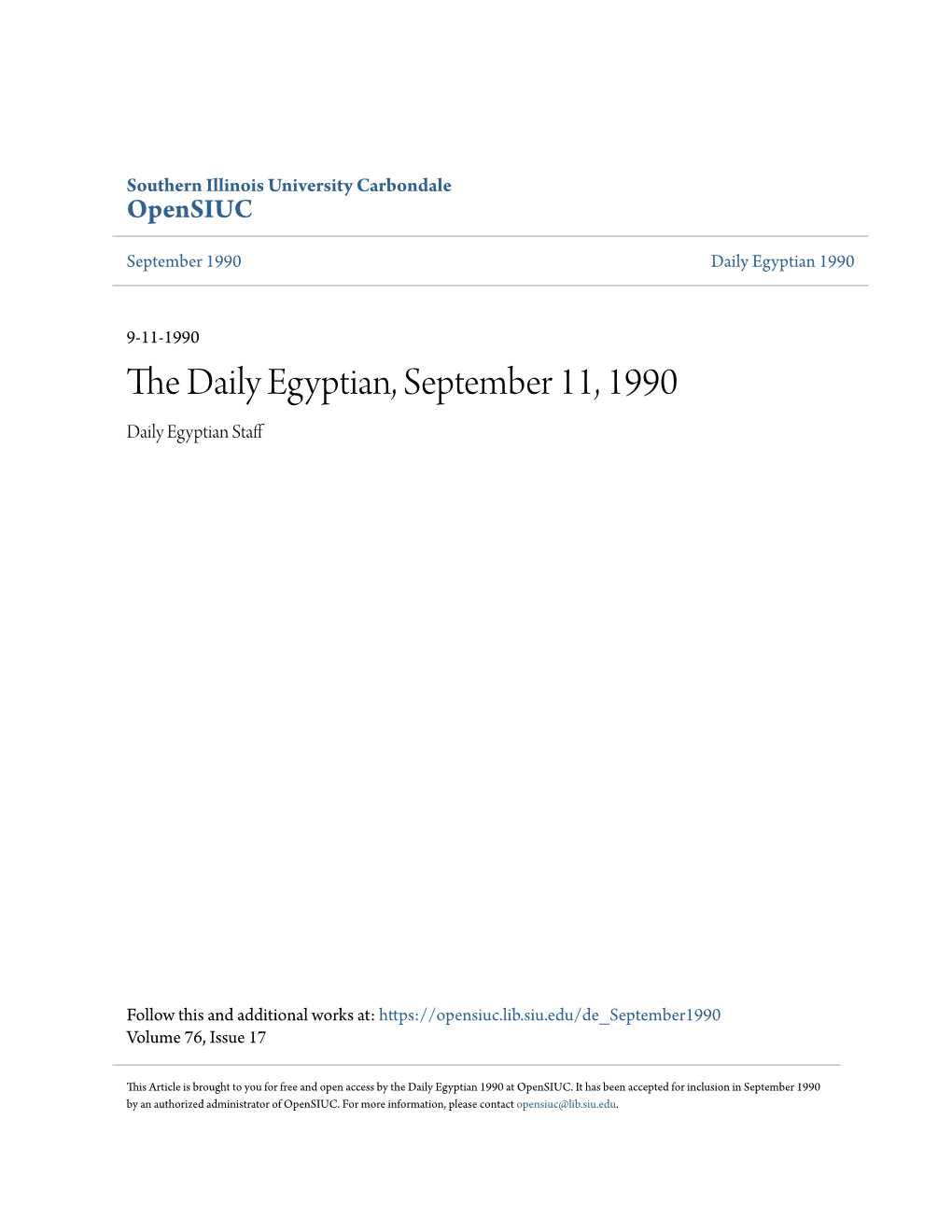 The Daily Egyptian, September 11, 1990