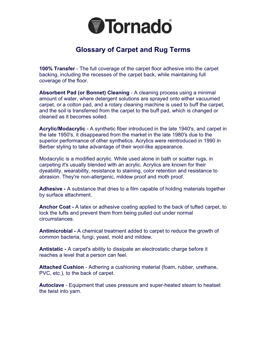 Glossary of Carpet and Rug Terms