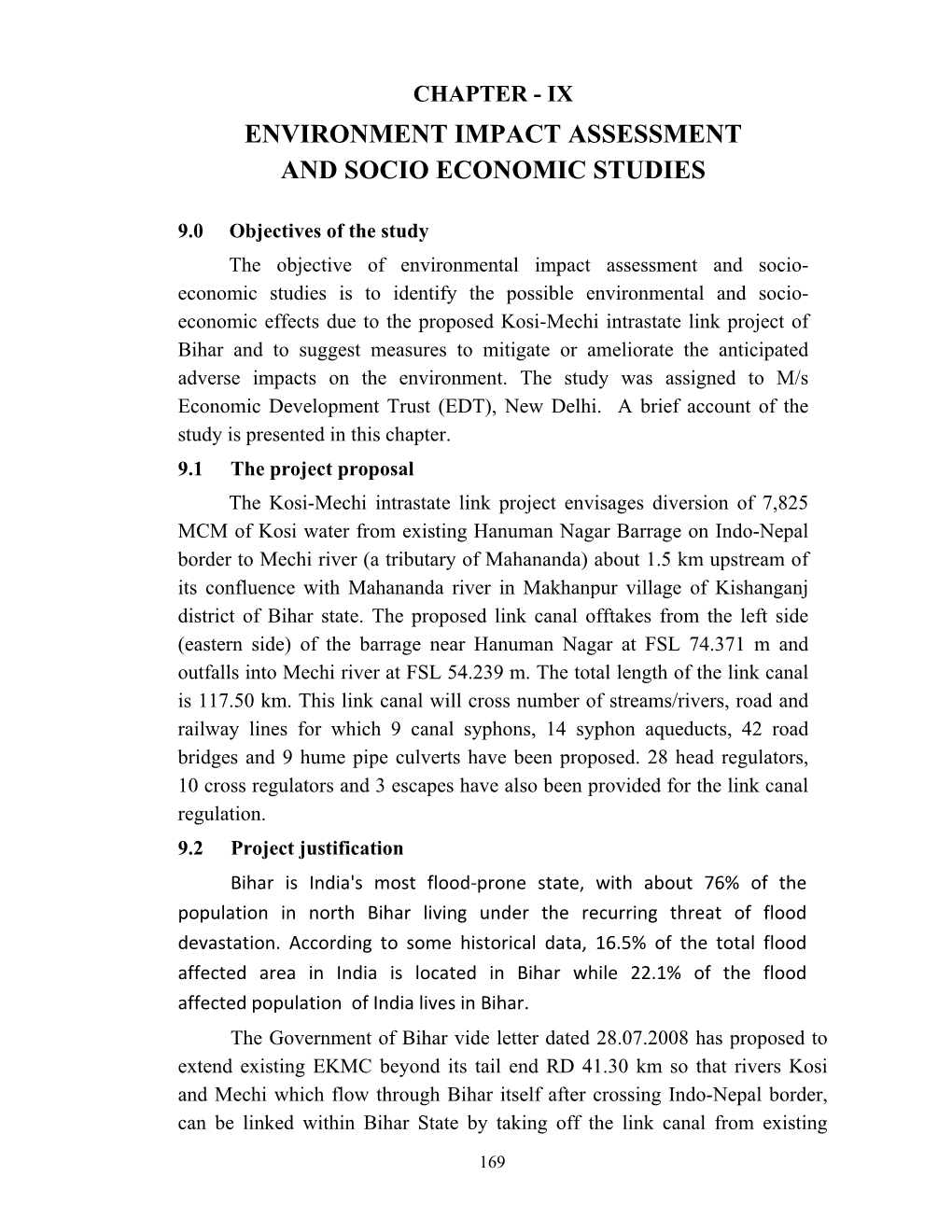 Environment Impact Assessment and Socio Economic Studies