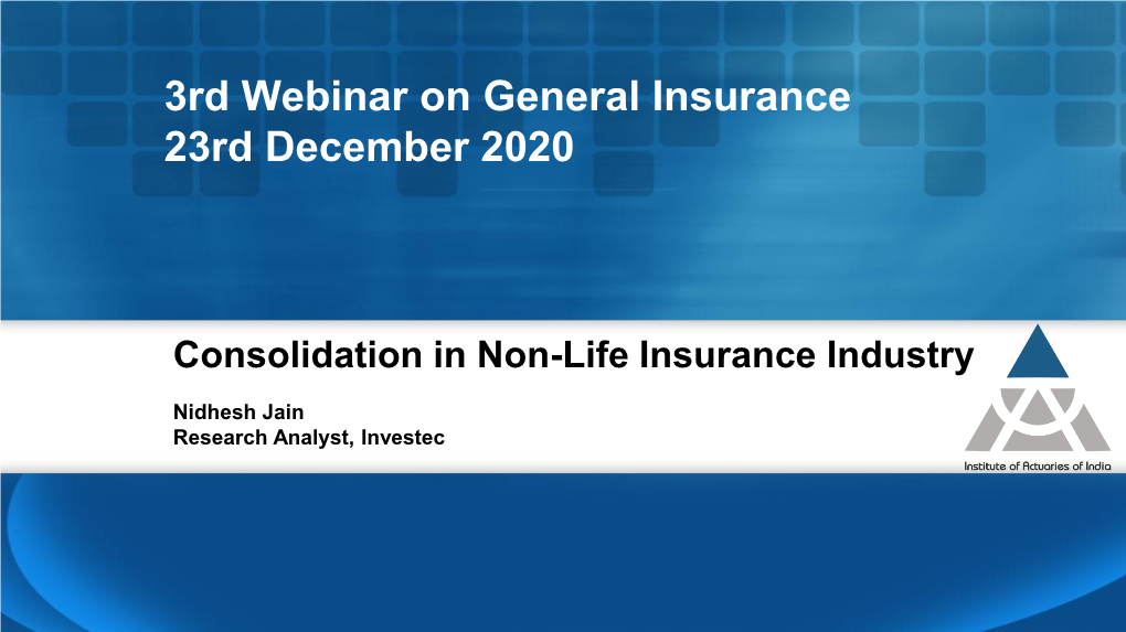 3Rd Webinar on General Insurance 23Rd December 2020