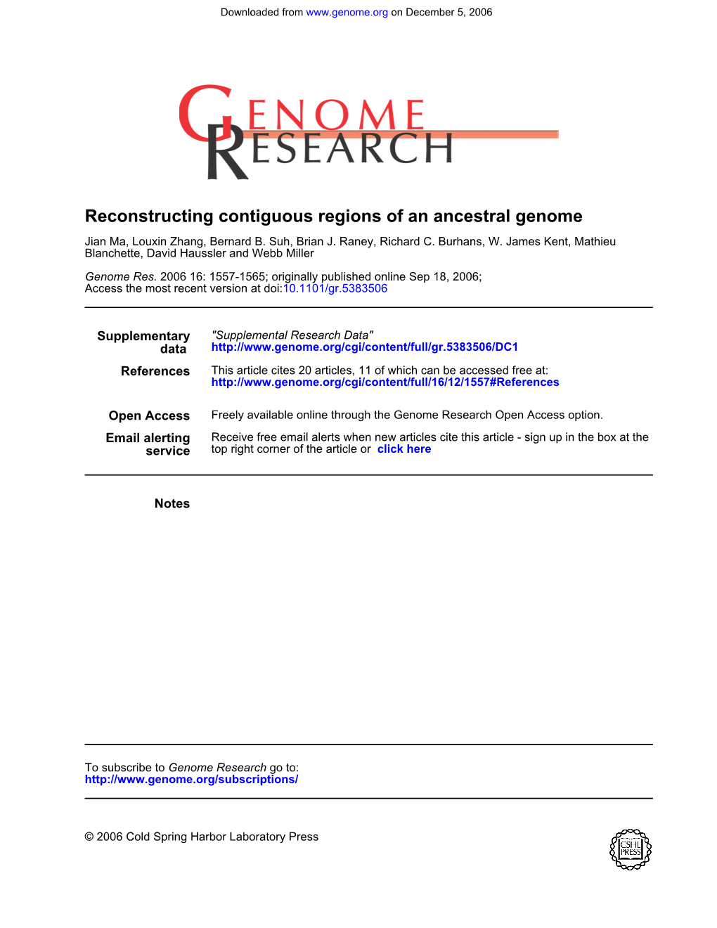 Reconstructing Contiguous Regions of an Ancestral Genome