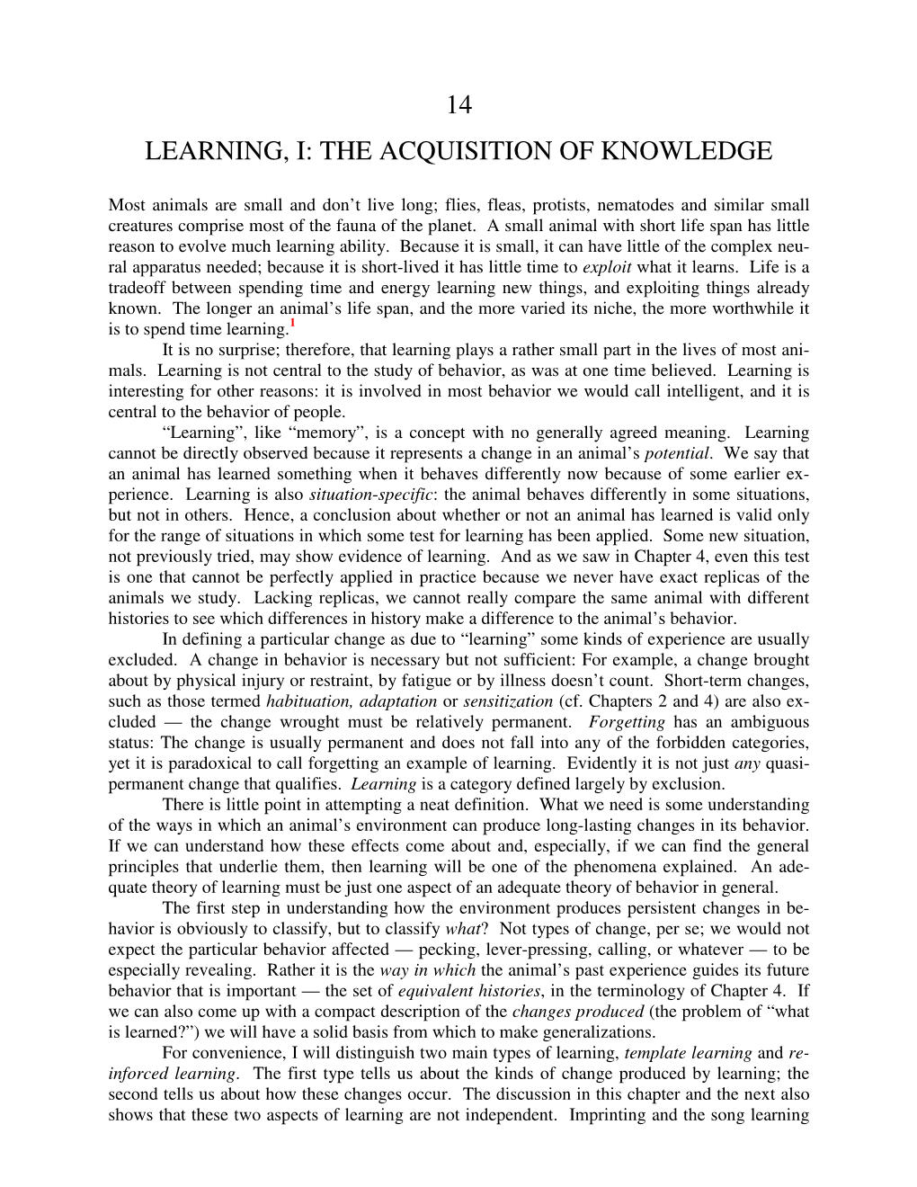 14 Learning, I: the Acquisition of Knowledge