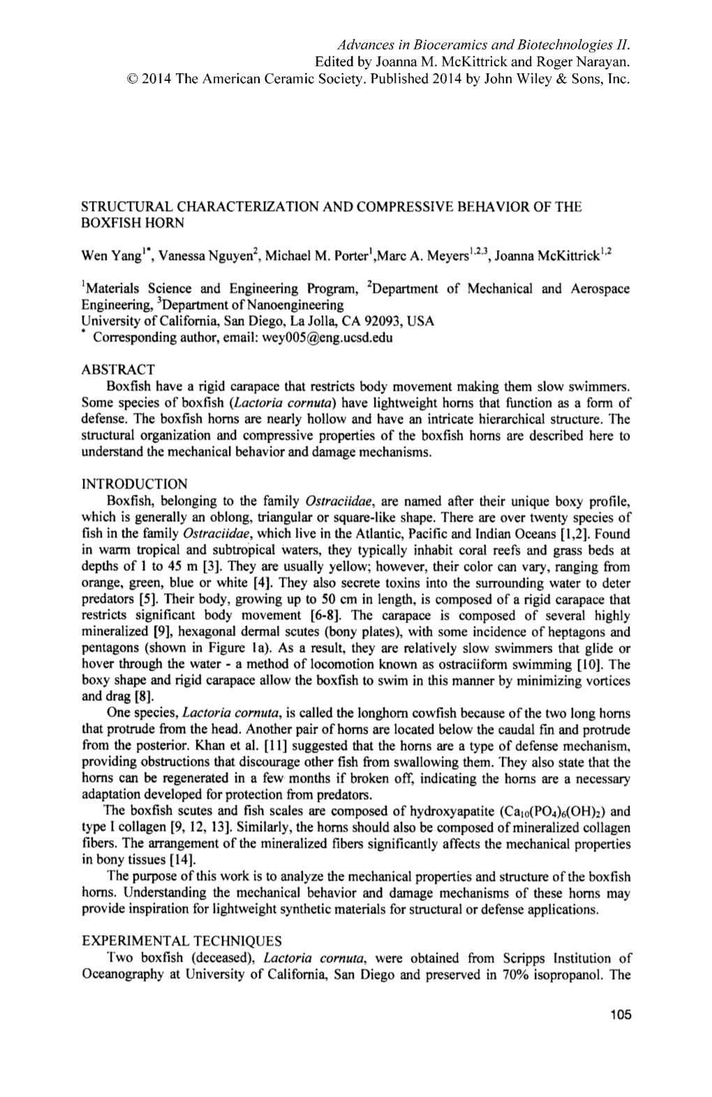 Structural Characterization and Compressive Behavior of the Boxfish Horn