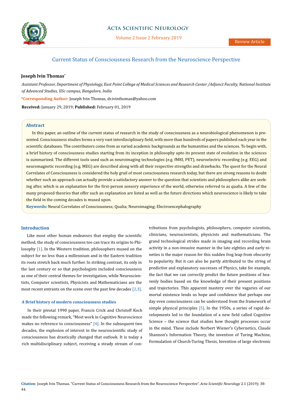 Current Status of Consciousness Research from the Neuroscience Perspective