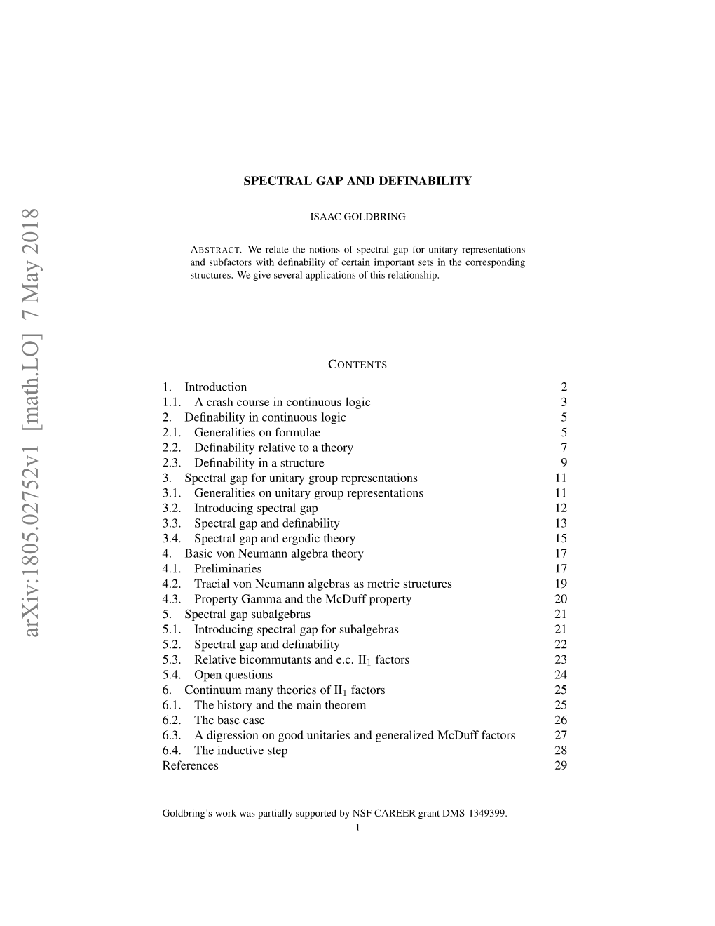 Spectral Gap and Definability