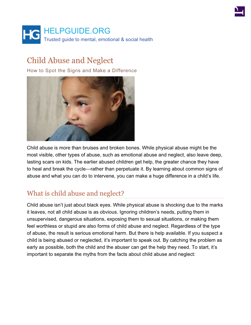 Child Abuse and Neglect: How to Spot the Signs and Make a Difference