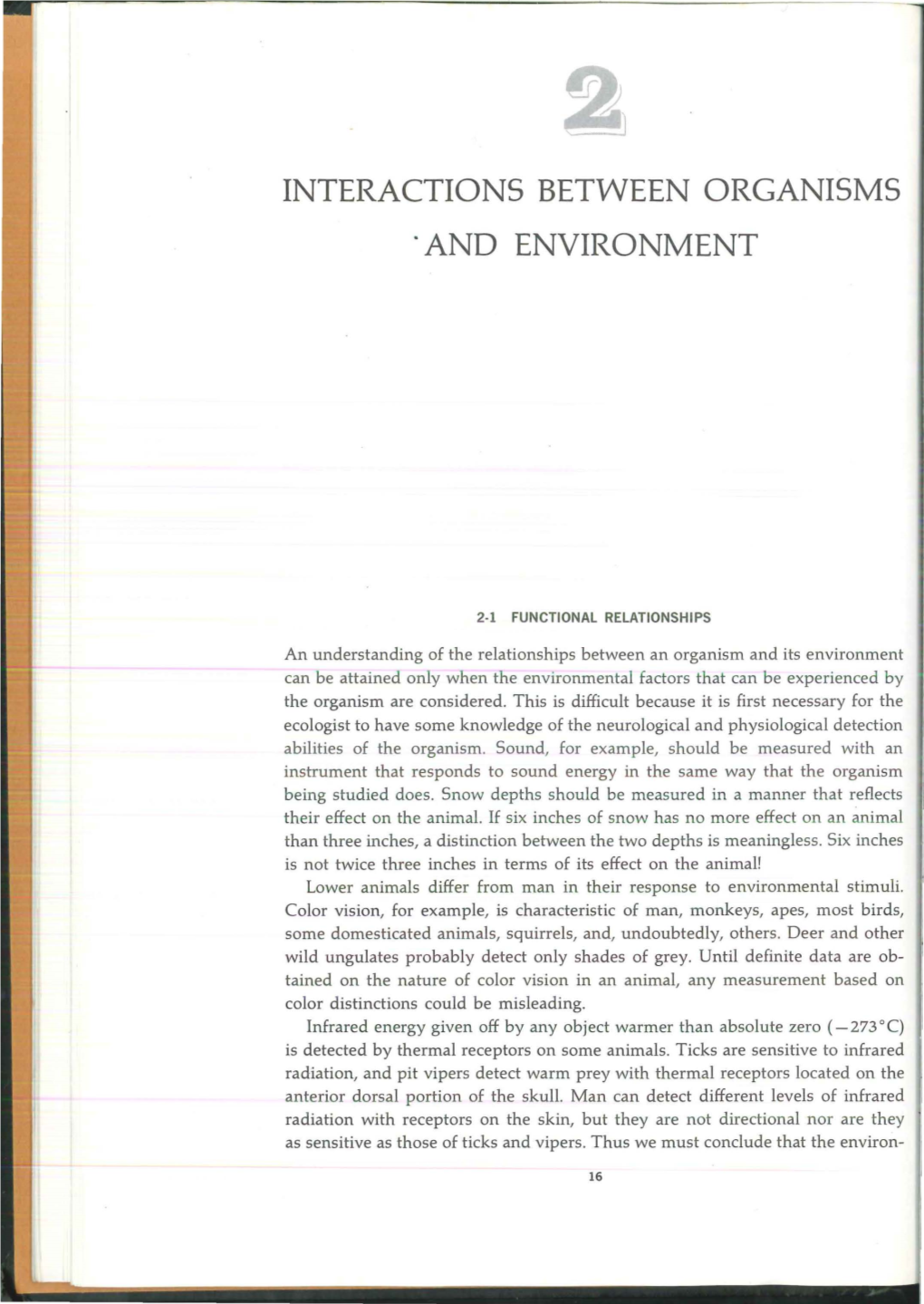 Interactions Between Organisms . and Environment