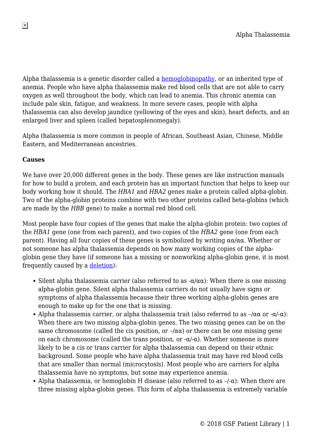 Alpha Thalassemia