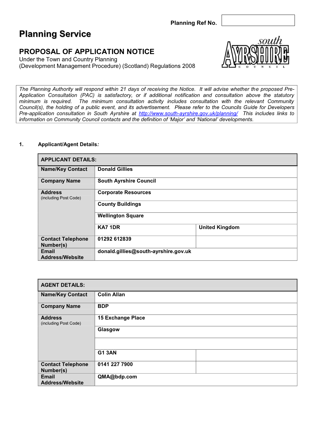 Pre-Application Screening Notice