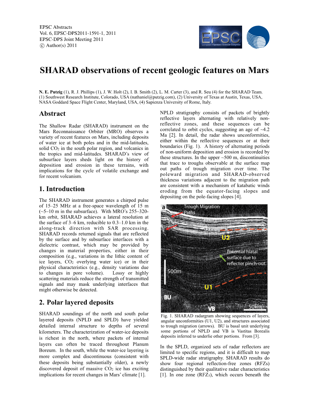 SHARAD Observations of Recent Geologic Features on Mars