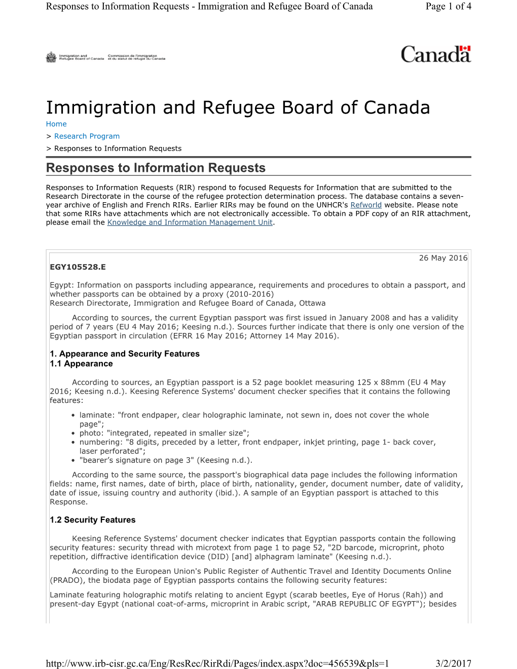 Immigration and Refugee Board of Canada Page 1 of 4