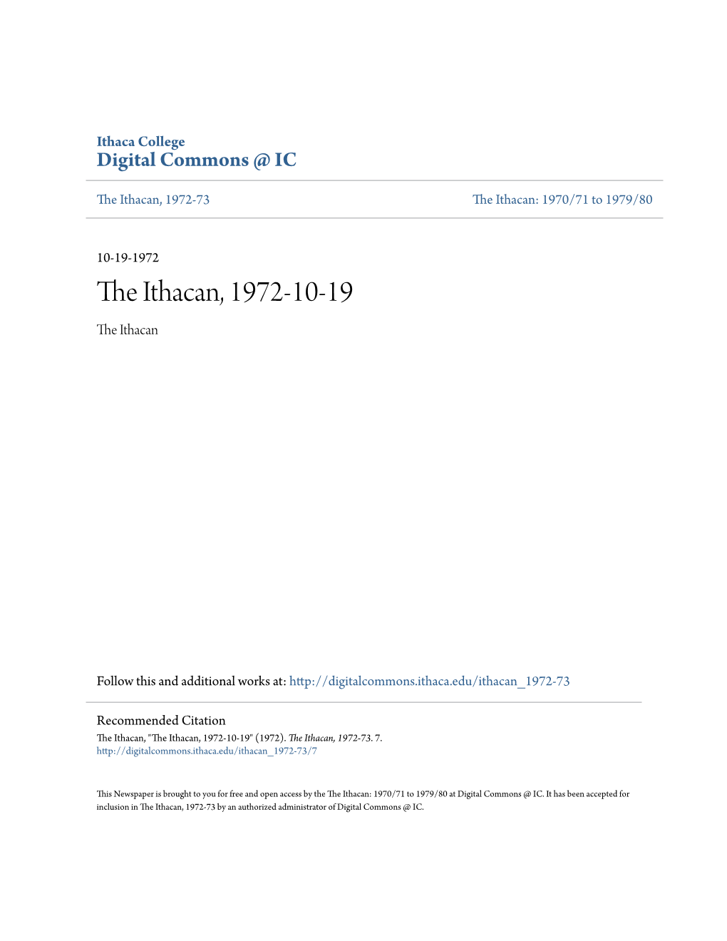 The Ithacan, 1972-10-19