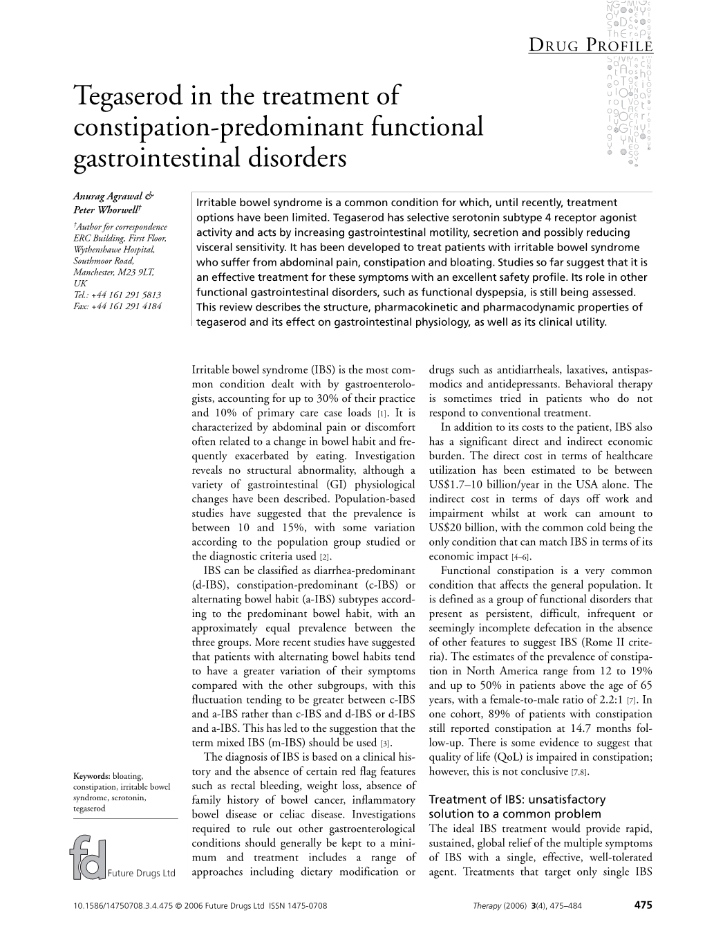 Tegaserod in the Treatment of Constipation-Predominant Functional Gastrointestinal Disorders