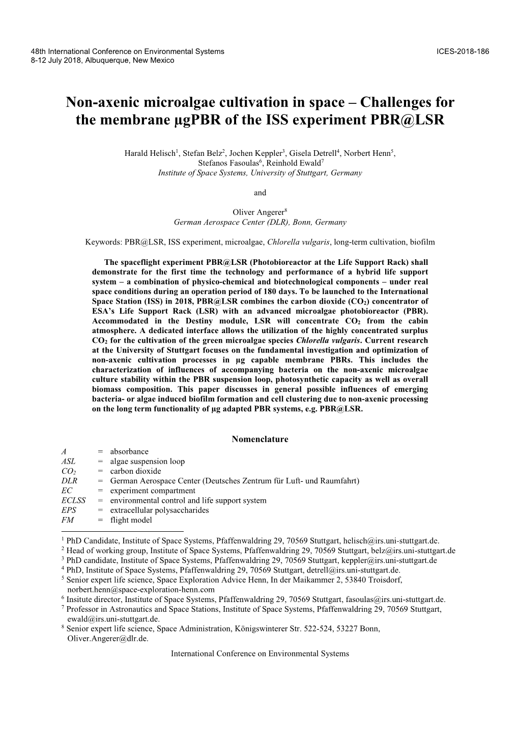 Non-Axenic Microalgae Cultivation in Space – Challenges for the Membrane Μgpbr of the ISS Experiment PBR@LSR