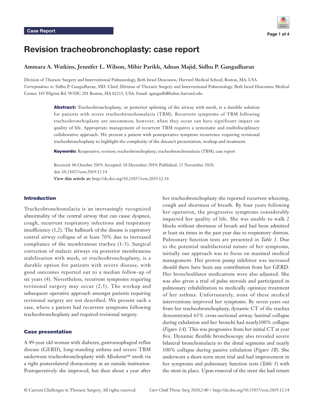 Revision Tracheobronchoplasty: Case Report