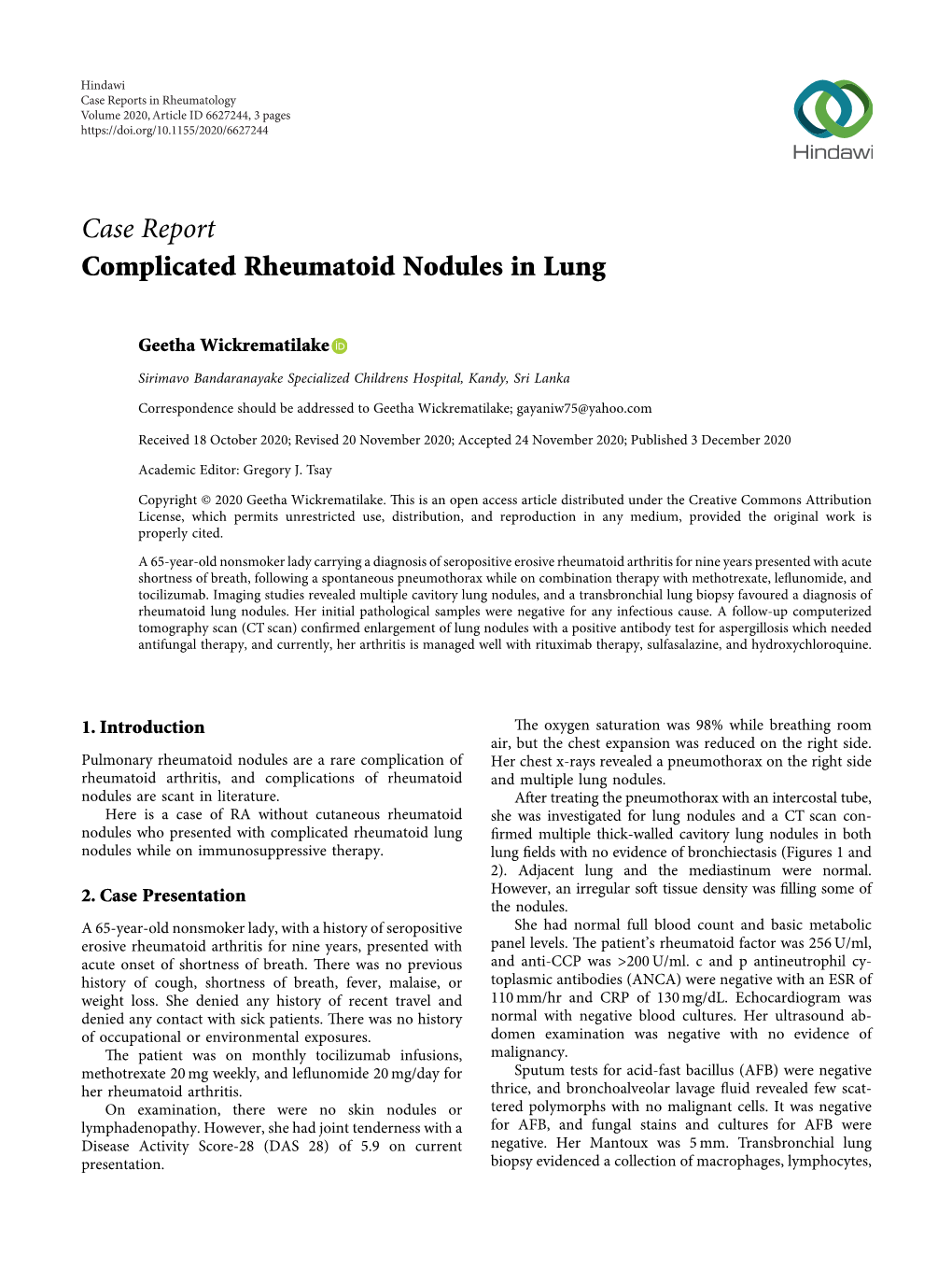 Complicated Rheumatoid Nodules in Lung