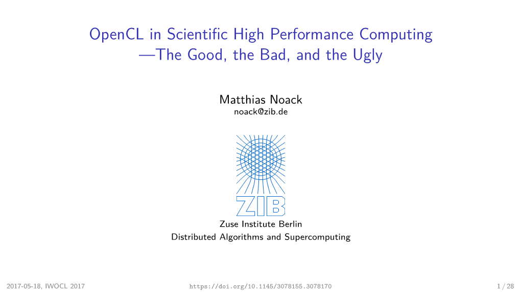 Opencl in Scientific High Performance Computing
