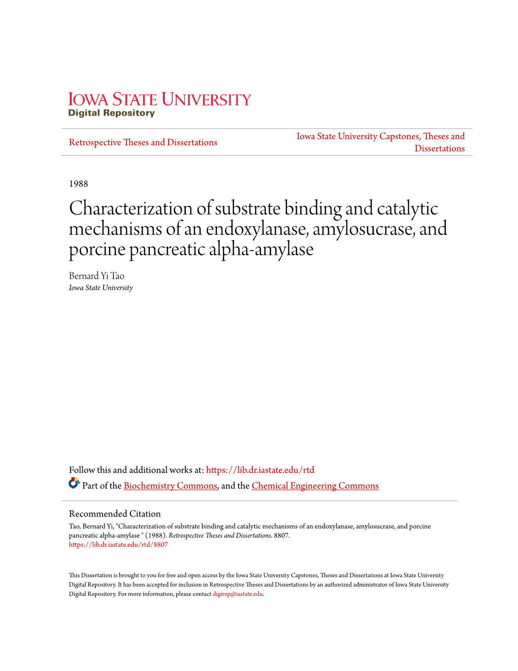 Characterization of Substrate Binding and Catalytic Mechanisms of An