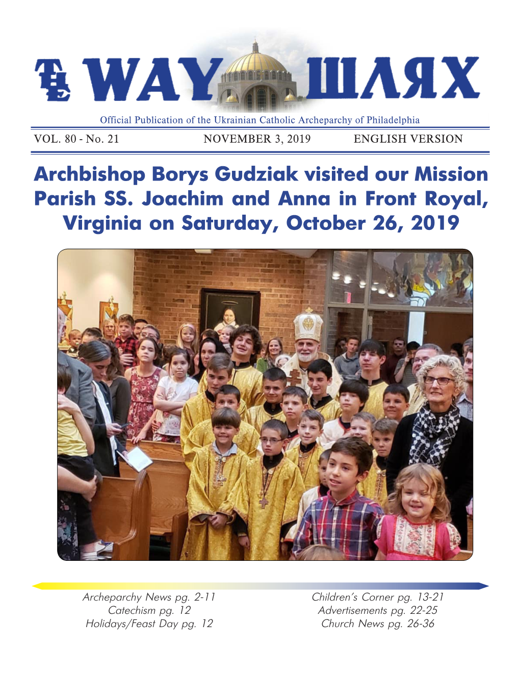 Archbishop Borys Gudziak Visited Our Mission Parish SS. Joachim and Anna in Front Royal, Virginia on Saturday, October 26, 2019