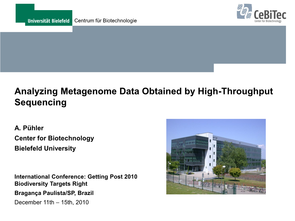 Analyzing Metagenome Data Obtained by High-Throughput Sequencing
