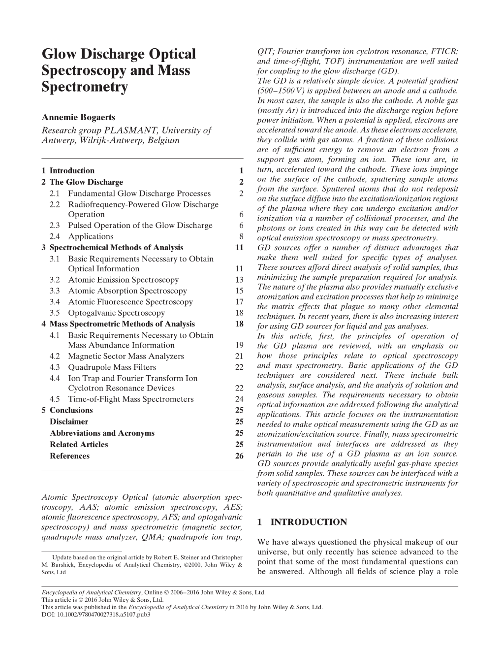 Glow Discharge Optical Spectroscopy and Mass Spectrometry