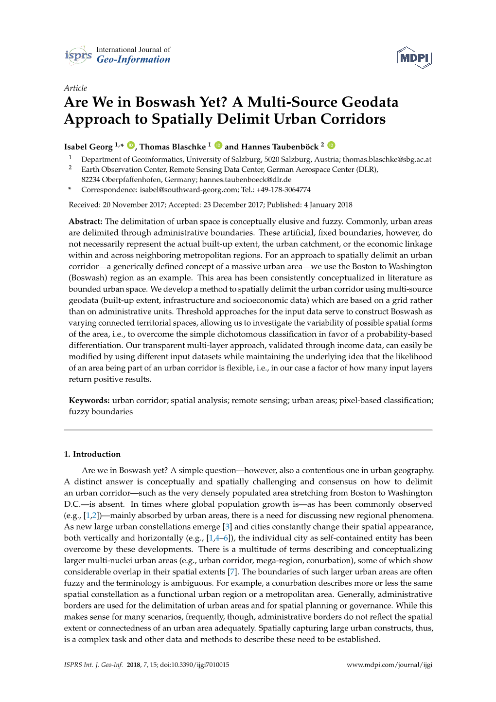 Are We in Boswash Yet? a Multi-Source Geodata Approach to Spatially Delimit Urban Corridors