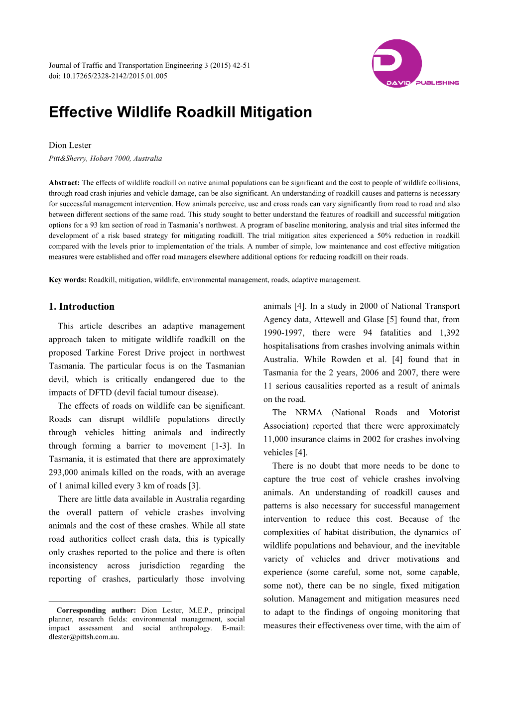 Effective Wildlife Roadkill Mitigation