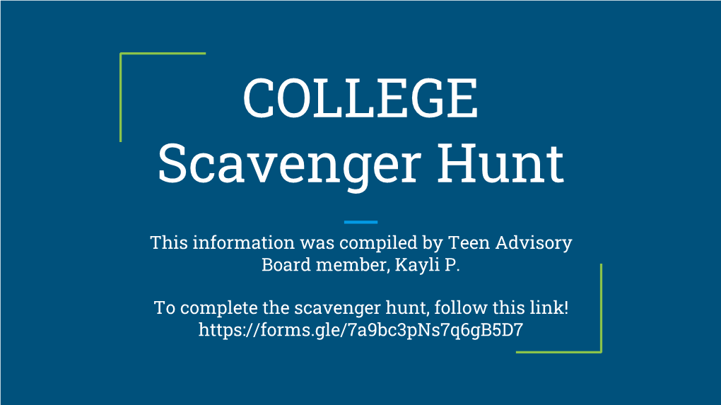 COLLEGE Scavenger Hunt