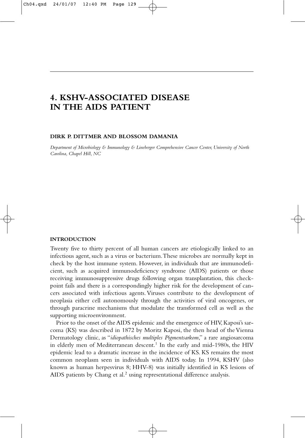 4. Kshv-Associated Disease in the Aids Patient