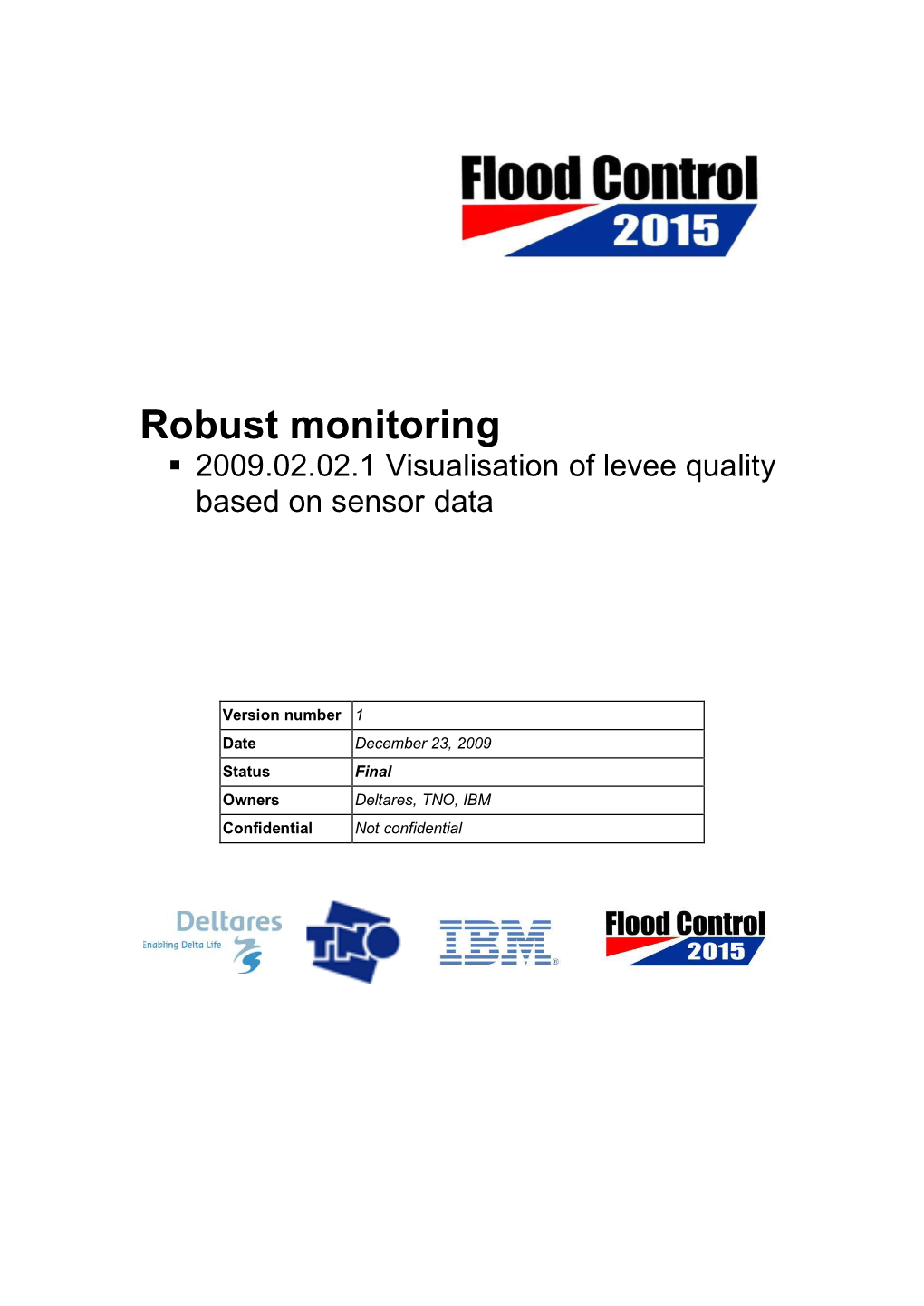 Robust Monitoring ƒ 2009.02.02.1 Visualisation of Levee Quality Based on Sensor Data