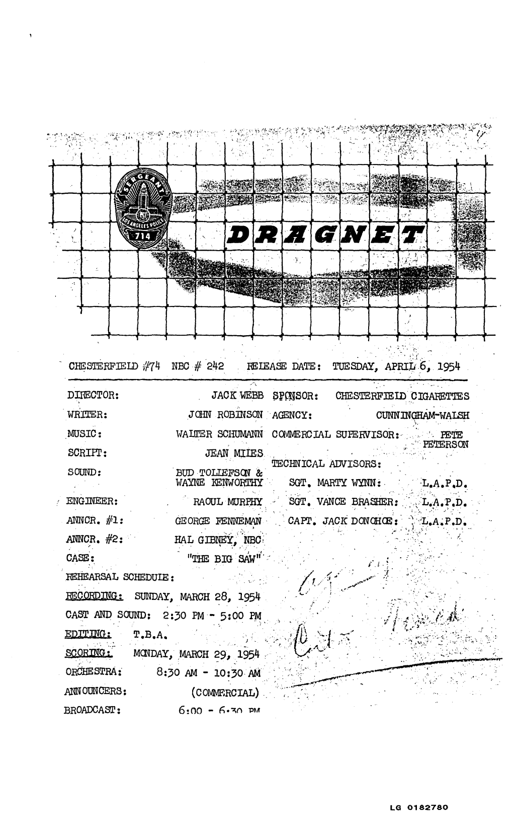 Dragnet 54-04-06 242 the Big Saw.Pdf