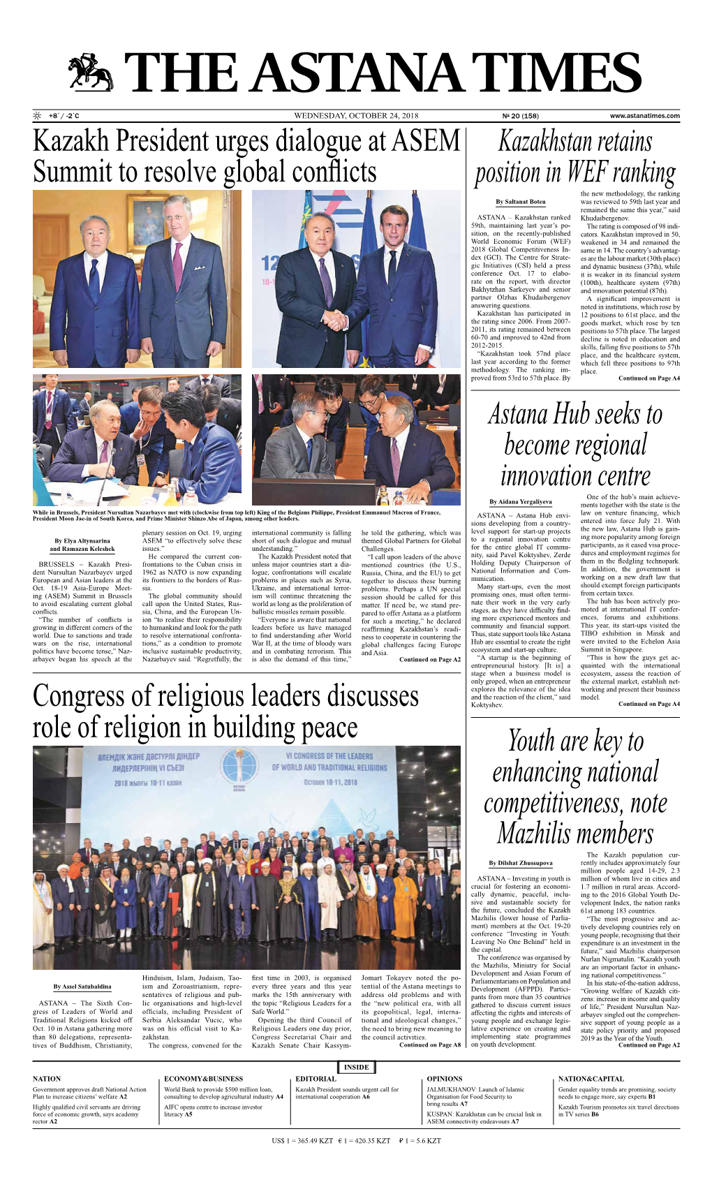 Congress of Religious Leaders Discusses Role of Religion in Building Peace Youth Are Key to Enhancing National Competitiveness