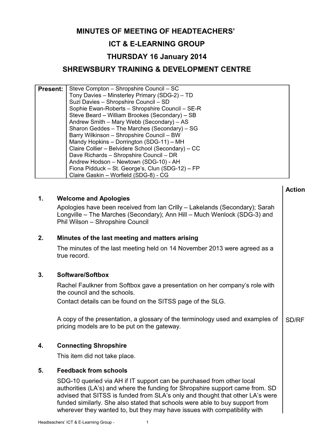 Minutes of Meeting of Headteachers