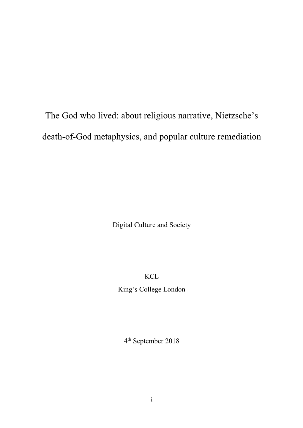 About Religious Narrative, Nietzsche's Death-Of-God Metaphysics