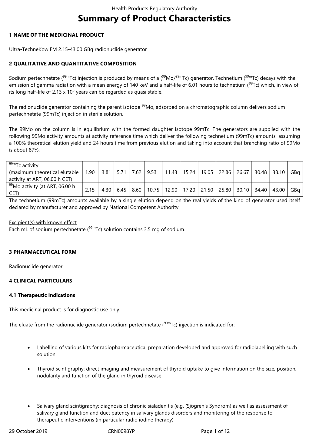 Summary of Product Characteristics