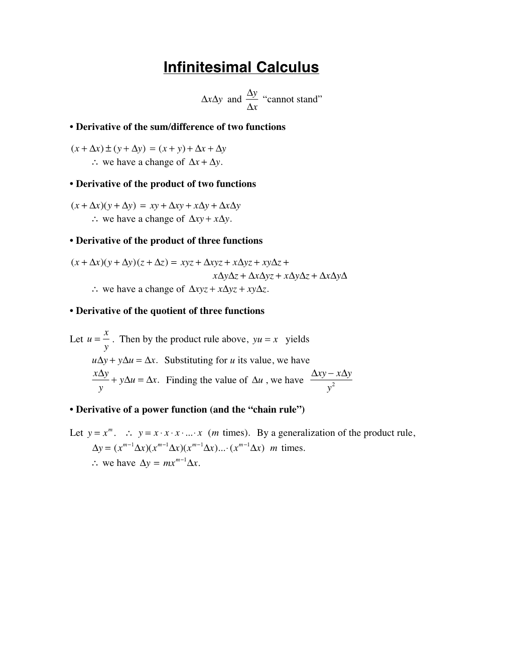 Infinitesimal Calculus