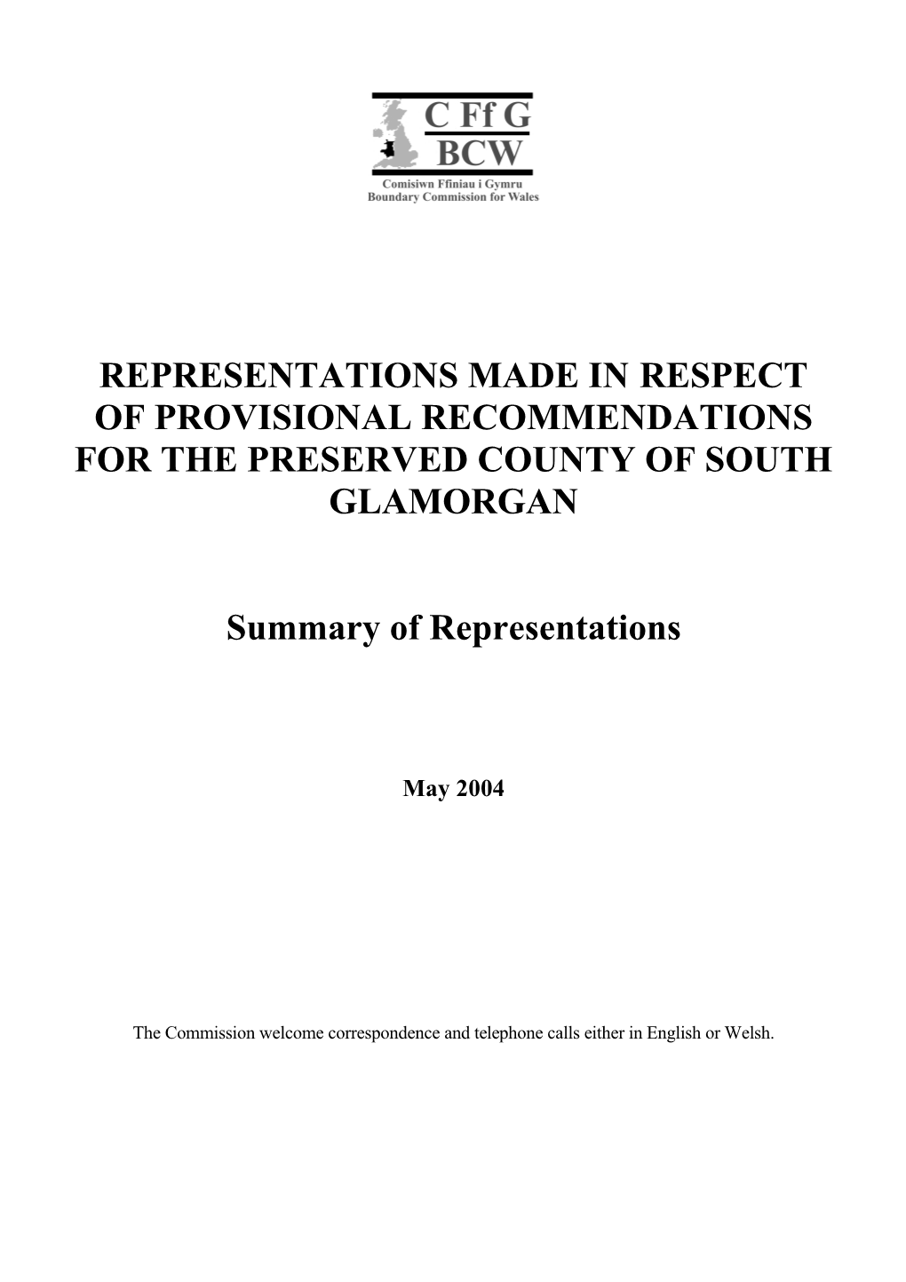 South Glamorgan Summary of Representations