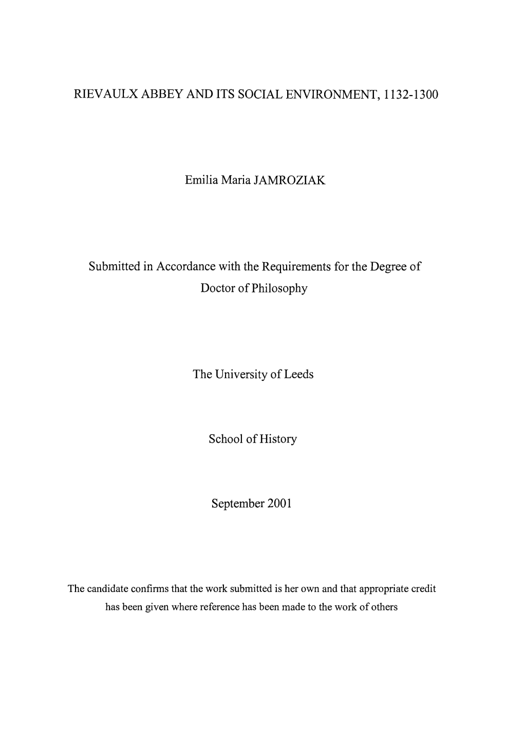 RIEVAULX ABBEY and ITS SOCIAL ENVIRONMENT, 1132-1300 Emilia