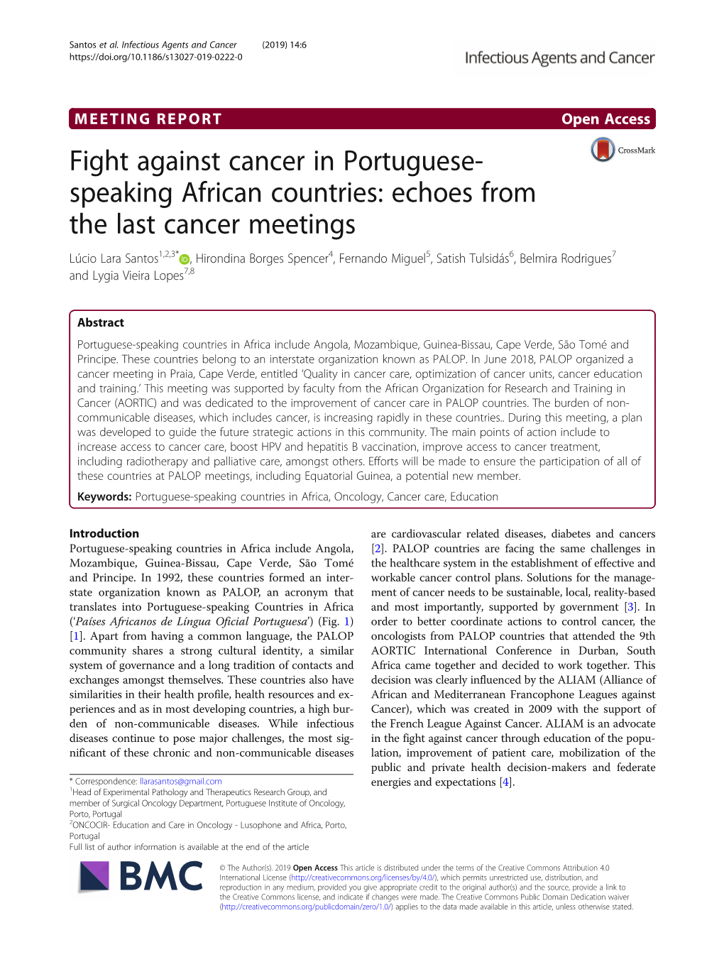 Fight Against Cancer in Portuguese-Speaking African Countries: Echoes from the Last Cancer Meetings