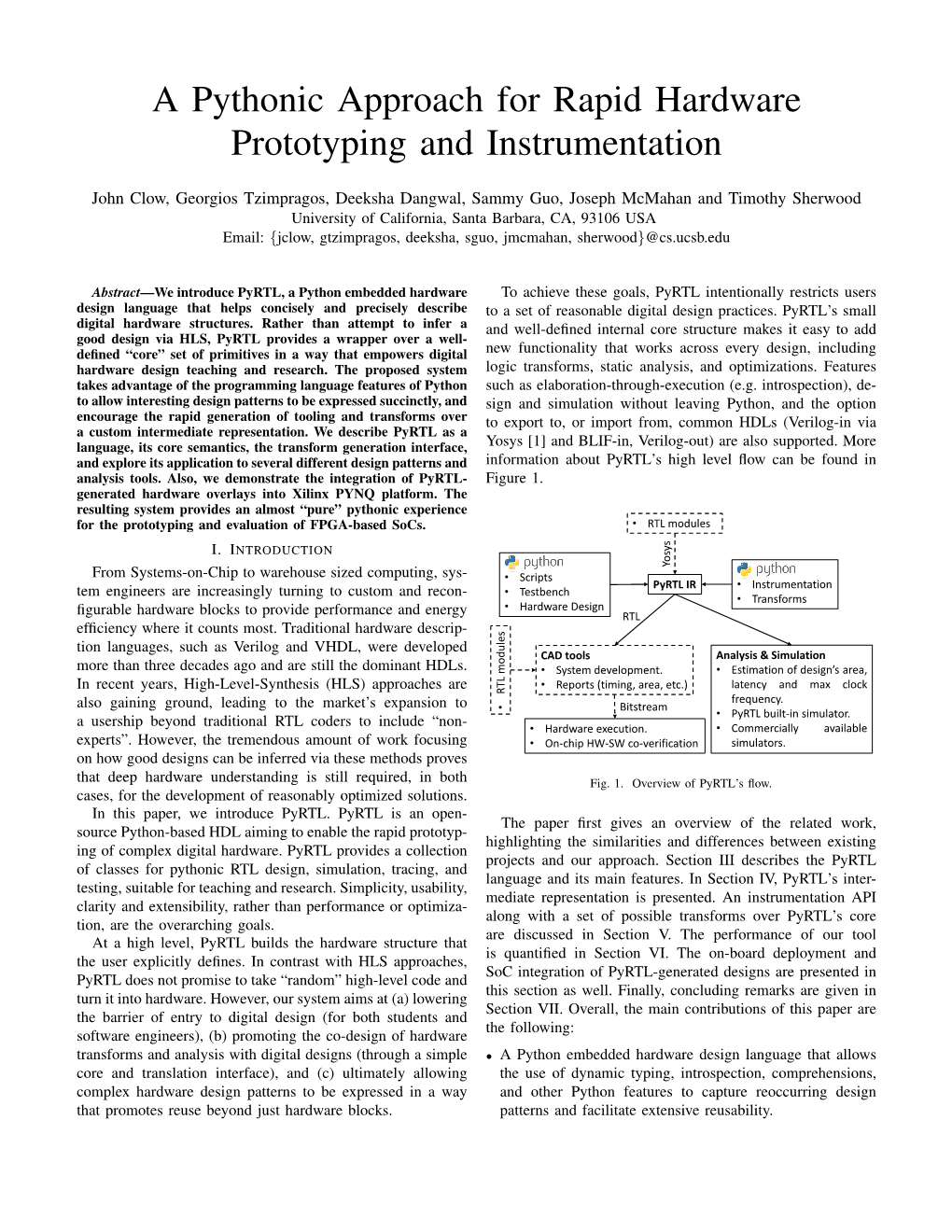 A Pythonic Approach for Rapid Hardware Prototyping and Instrumentation