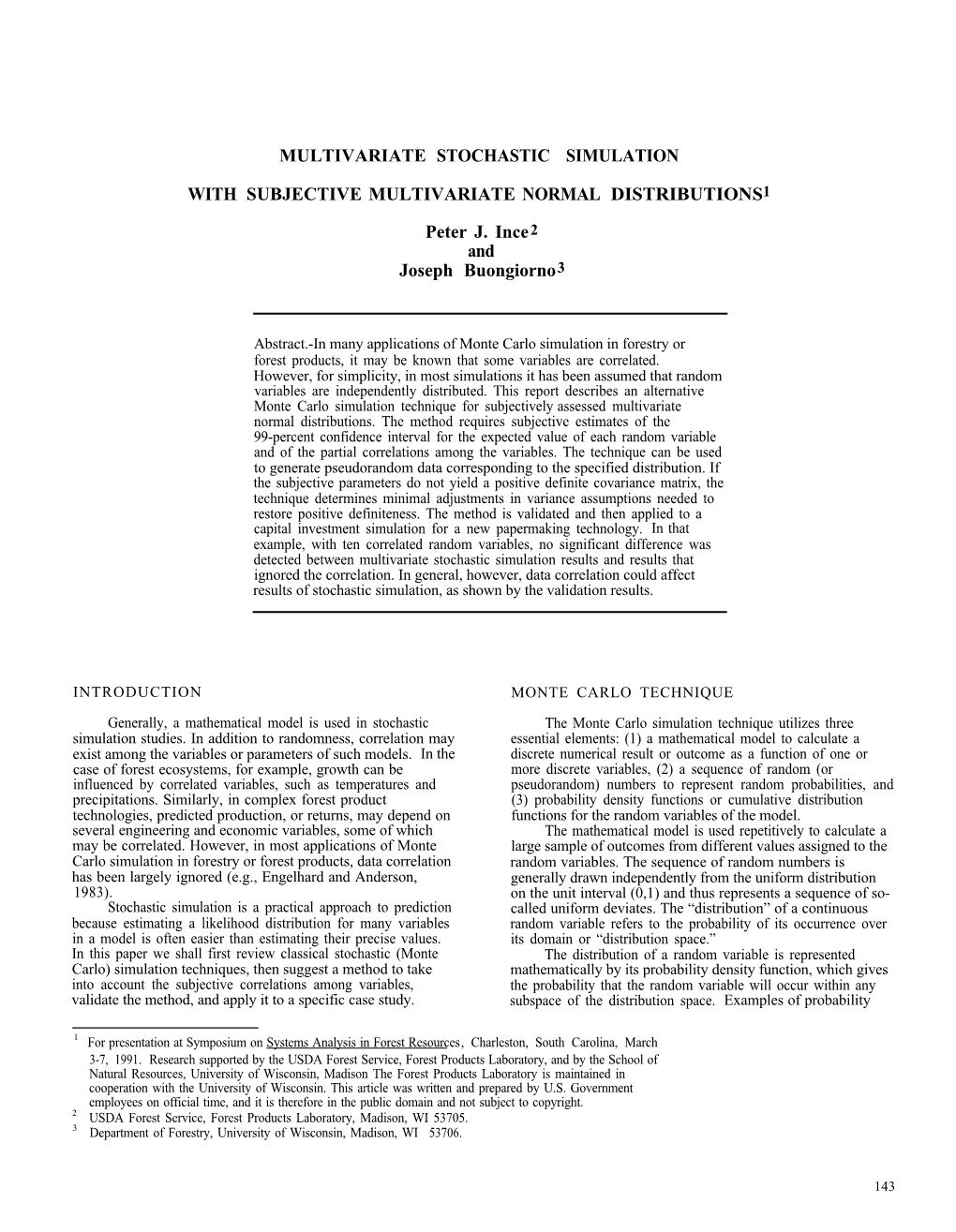 Multivariate Stochastic Simulation with Subjective Multivariate Normal