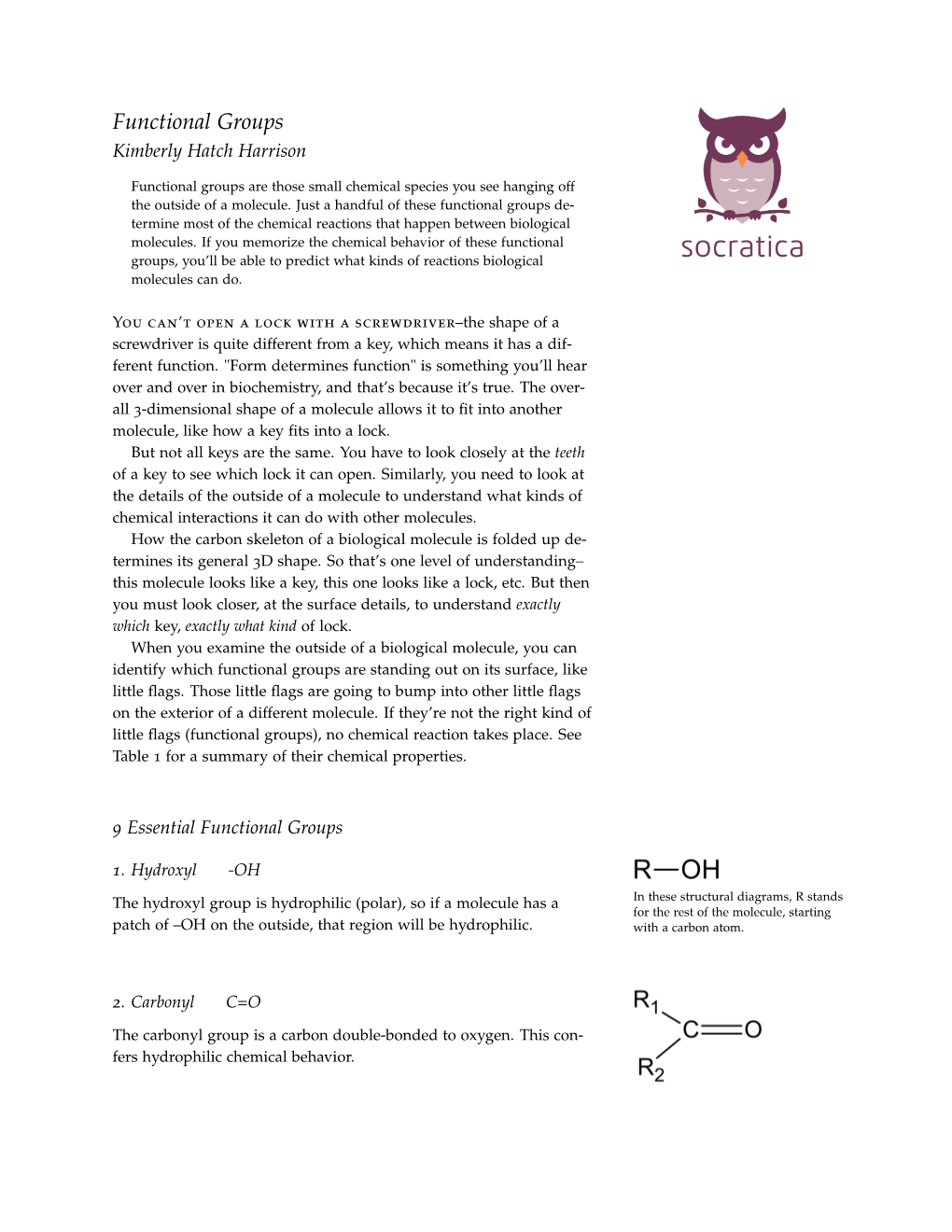 Functional Groups Kimberly Hatch Harrison