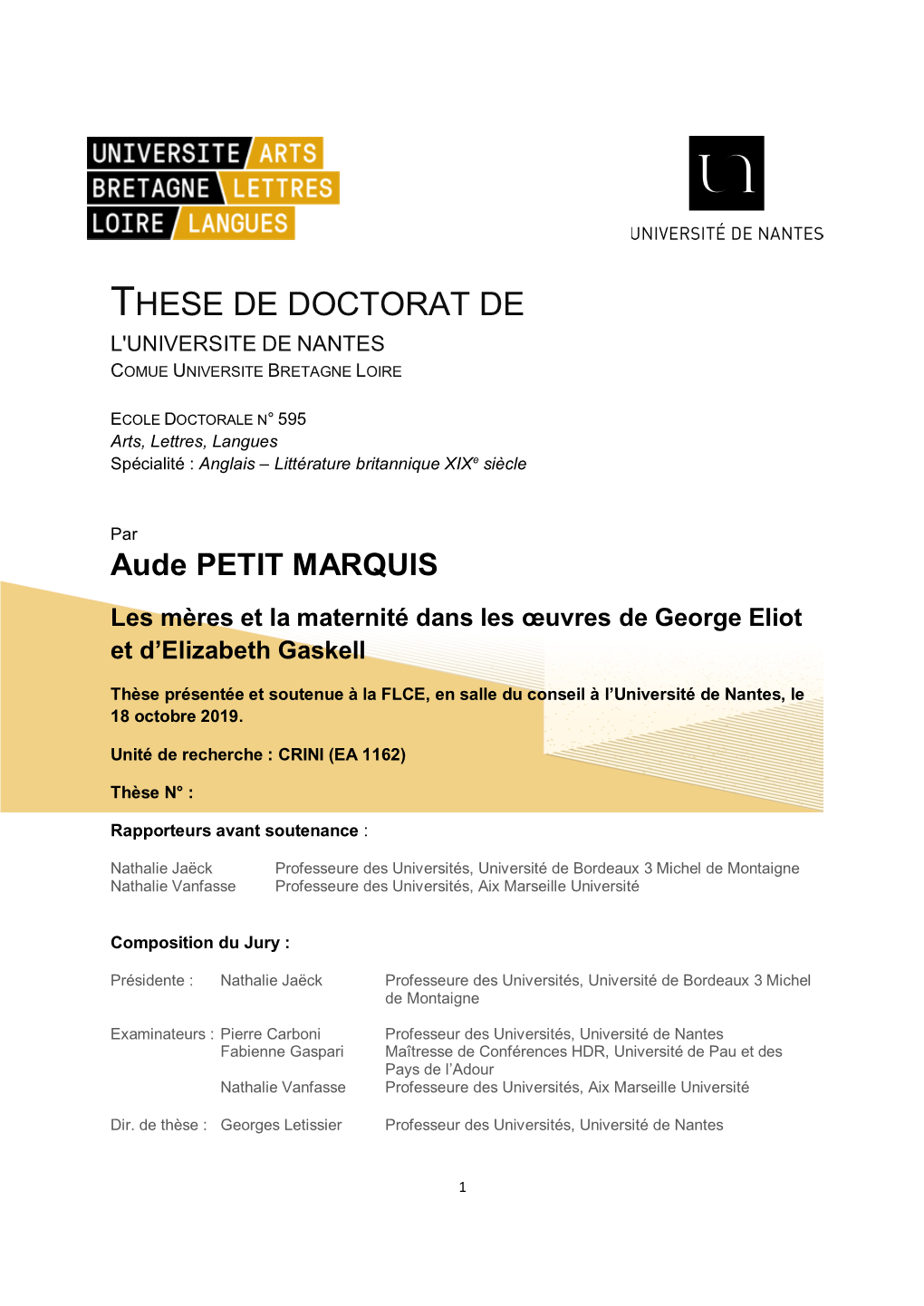 These De Doctorat De L'universite De Nantes Comue Universite Bretagne Loire