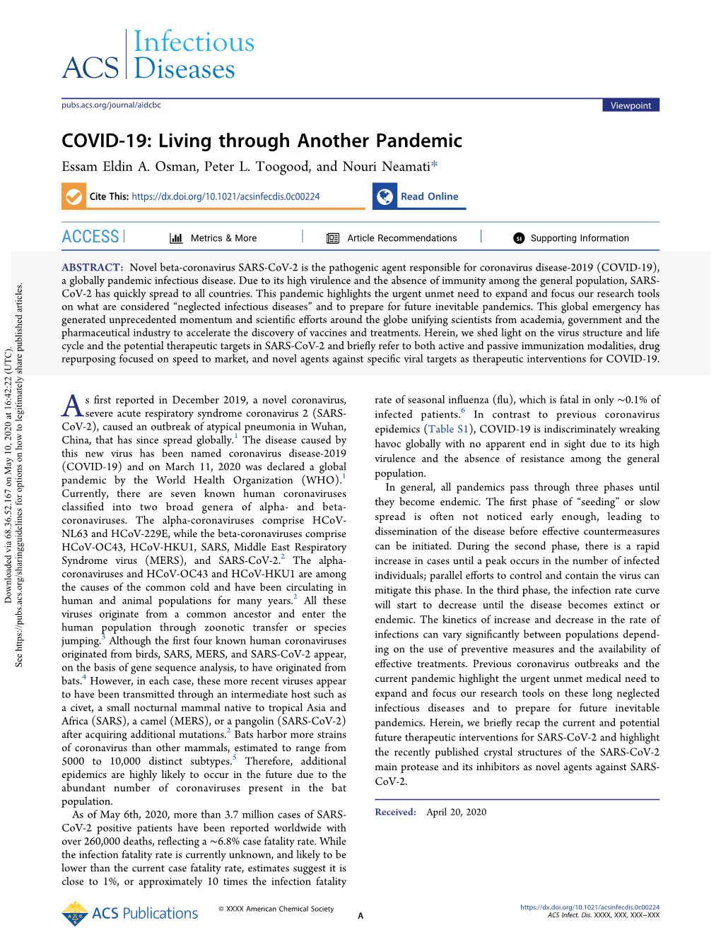 COVID-19: Living Through Another Pandemic Essam Eldin A