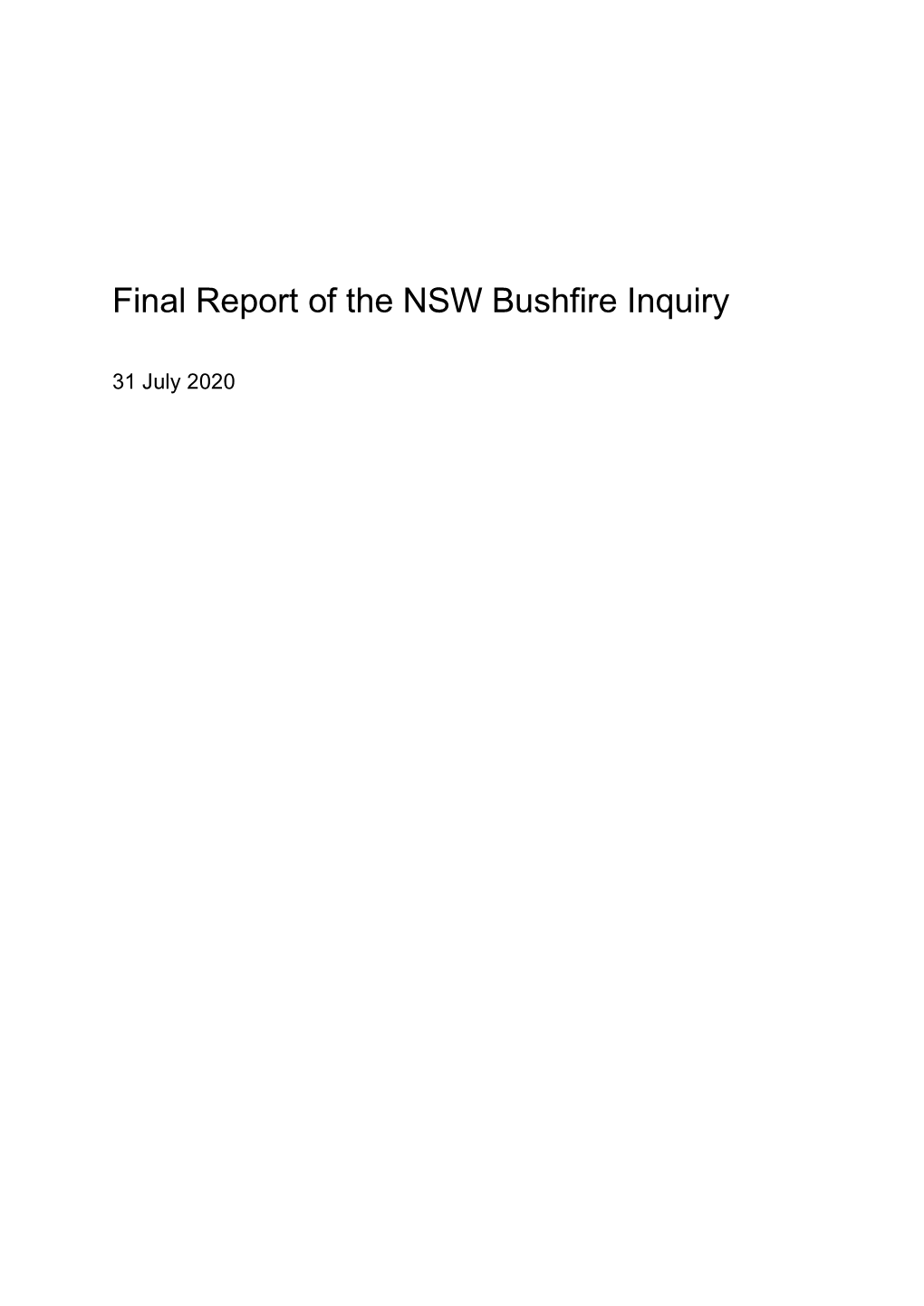 Final Report of the NSW Bushfire Inquiry