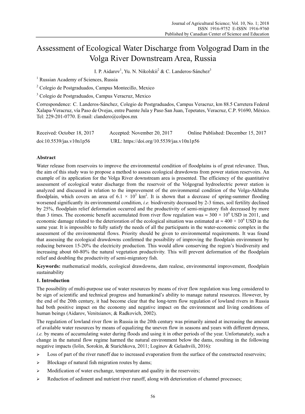 Assessment of Ecological Water Discharge from Volgograd Dam in the Volga River Downstream Area, Russia