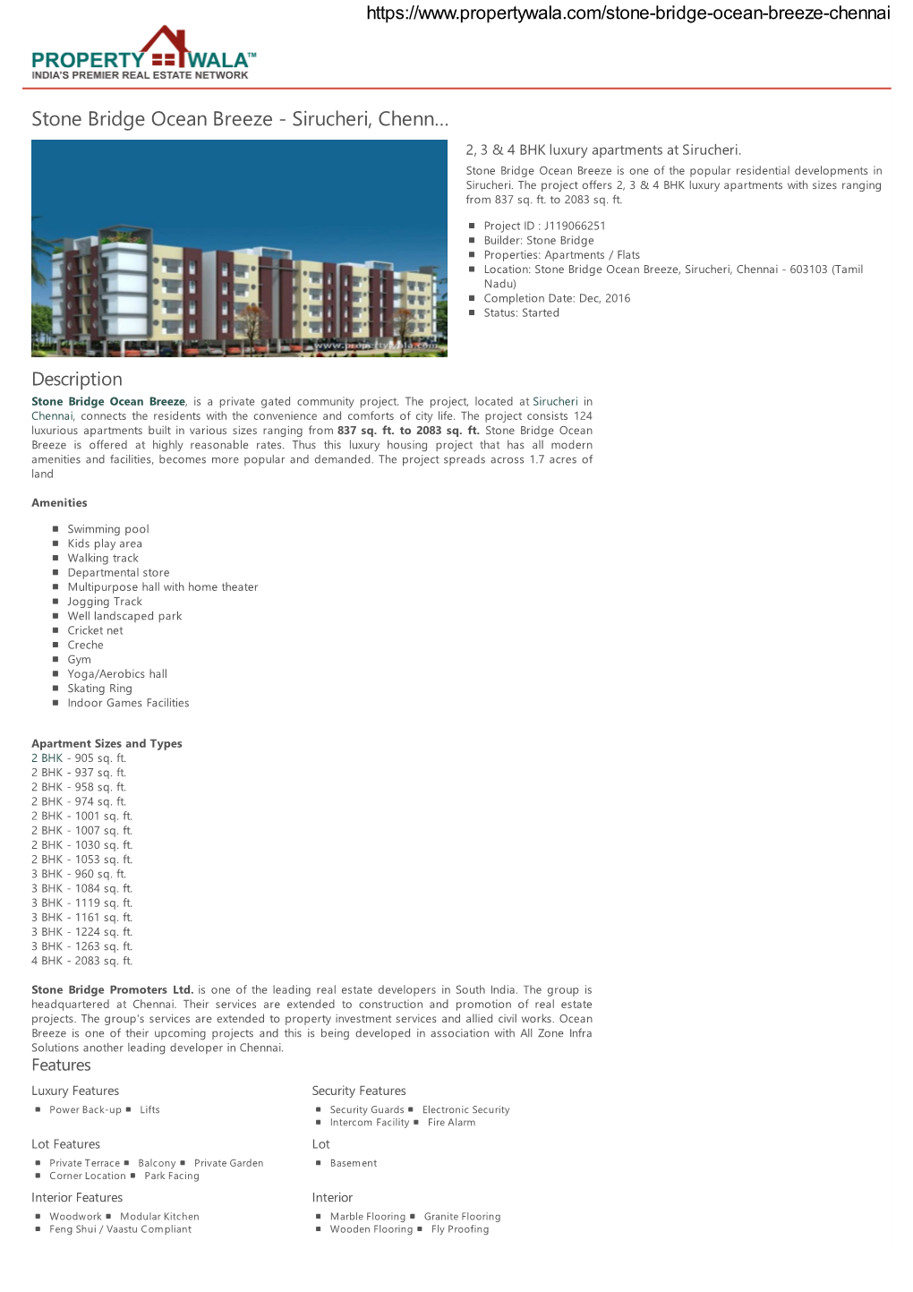 Stone Bridge Ocean Breeze - Sirucheri, Chenn… 2, 3 & 4 BHK Luxury Apartments at Sirucheri